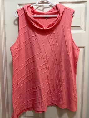 Sleeveless Coral Cowl Neck Women's Top Cotton/Linen Blend